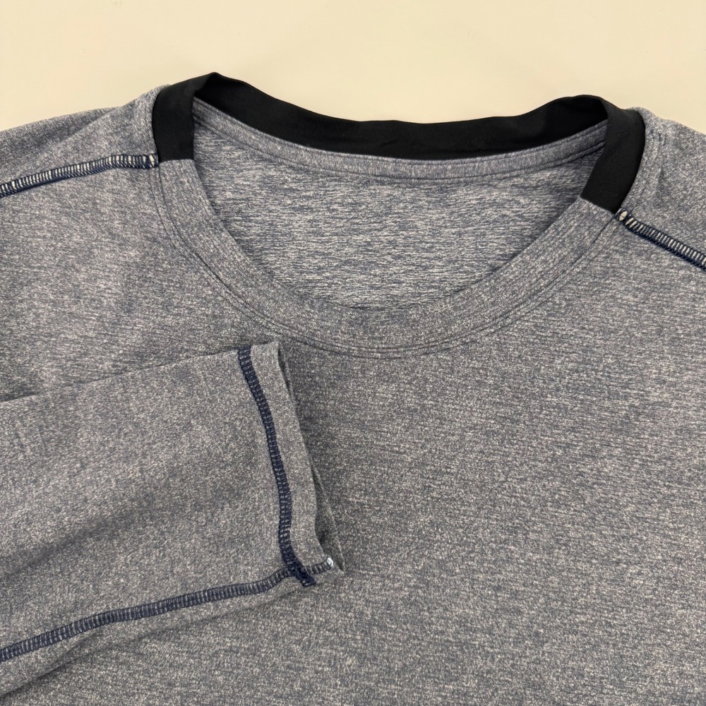 Lululemon Metal Vent Tech Mens Large Blue Gray Space Dye Long Sleeve Shirt